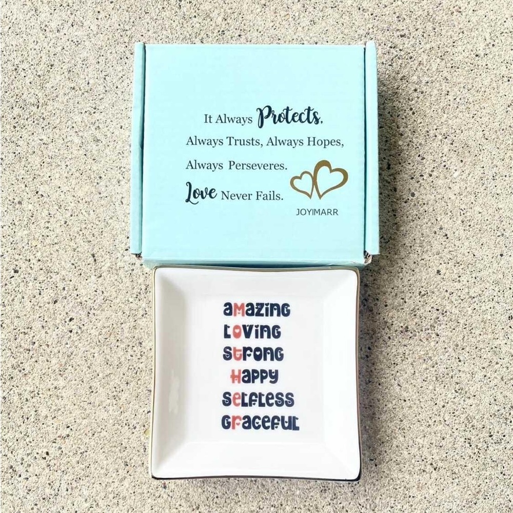 NEW Mother Jewelry Trinket Change Dish Bowl 4β x 4β Gift Quote White